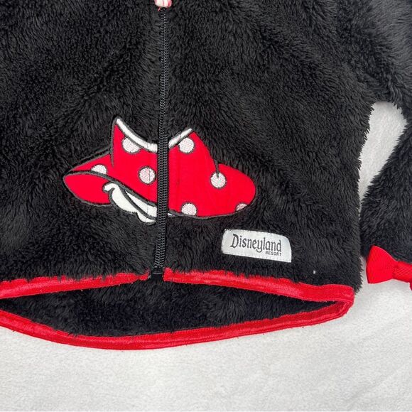 Disney Parks Fuzzy Fleece Minnie Zip Up Kids Hoodie Jacket Sweatshirt 12M - Picture 6 of 6